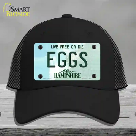 Eggs New Hampshire State Novelty License Plate Hat Mesh / Black