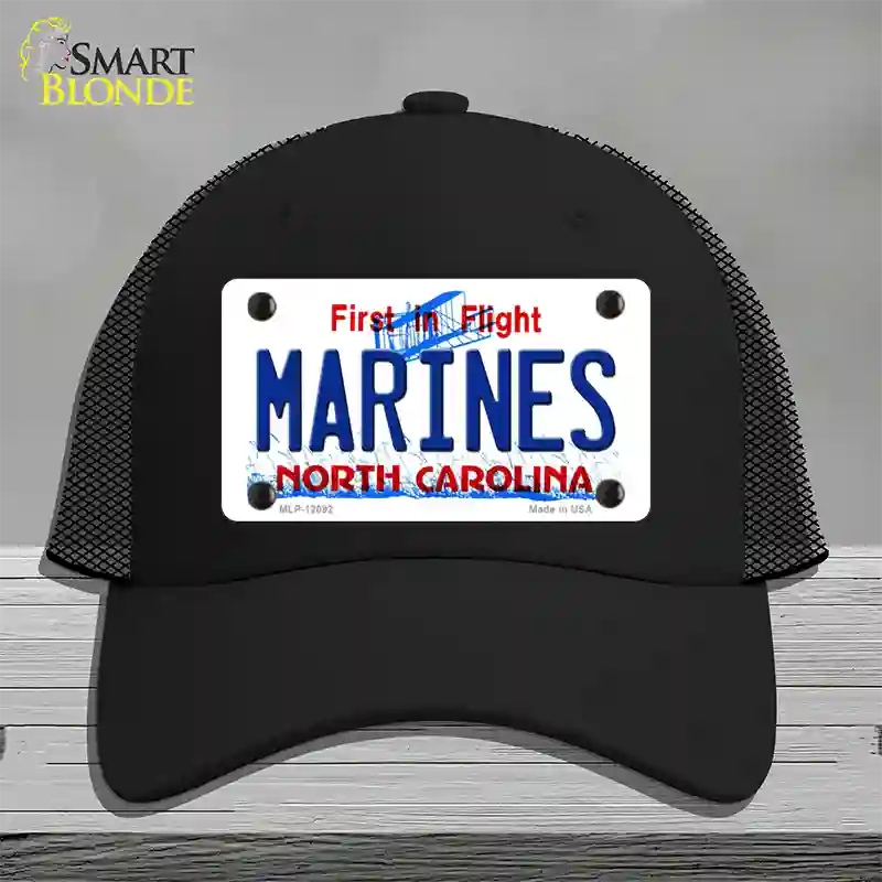 Marines North Carolina State Novelty License Plate Hat Mesh / Black