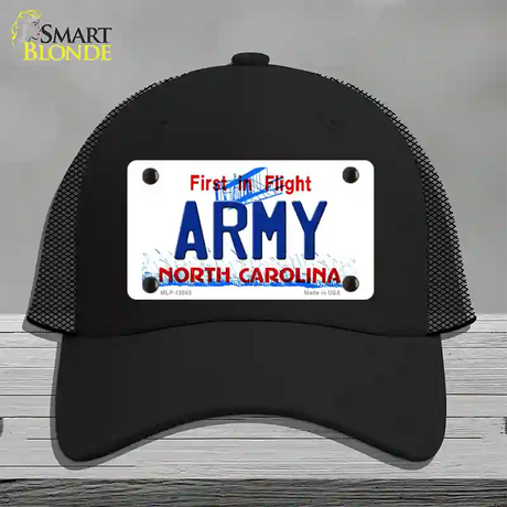 Army North Carolina State Novelty License Plate Hat Mesh / Black