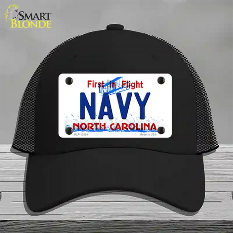 Navy North Carolina State Novelty License Plate Hat Mesh / Black