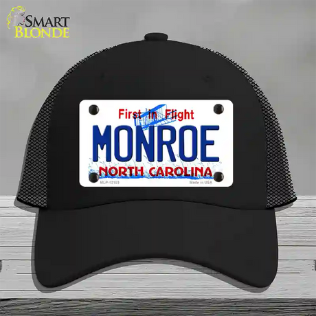 Monroe North Carolina State Novelty License Plate Hat Mesh / Black