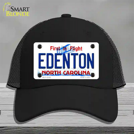 Edenton North Carolina State Novelty License Plate Hat Mesh / Black