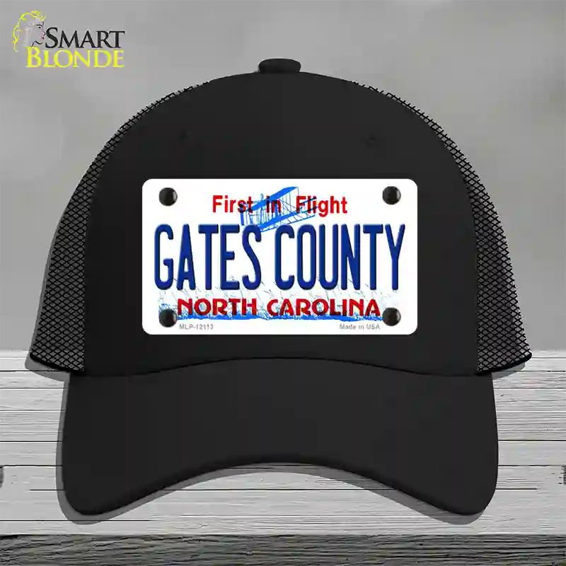 Gates County North Carolina State Novelty License Plate Hat Mesh / Black