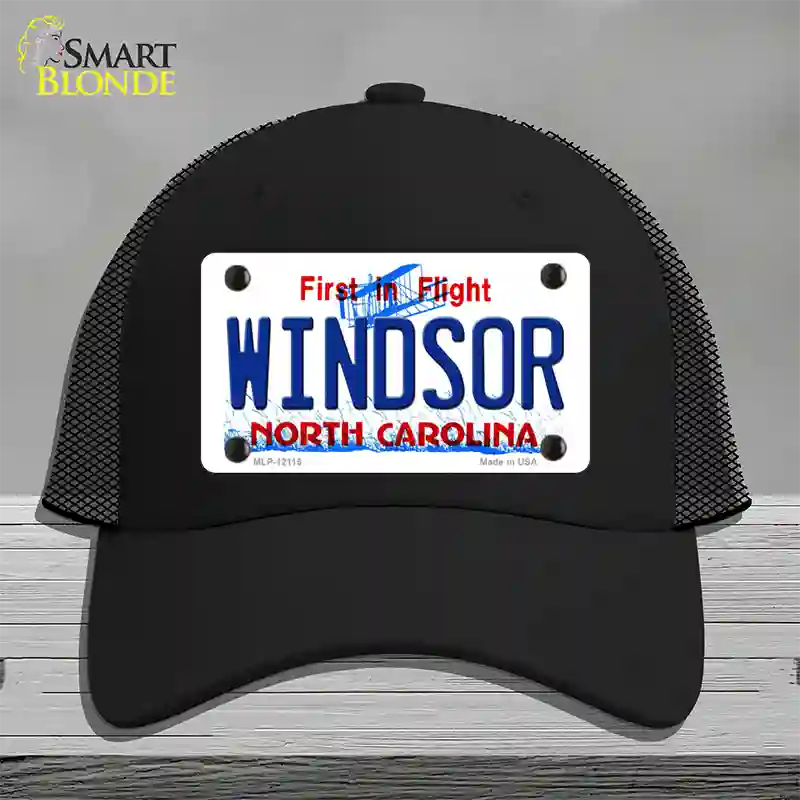 Windsor North Carolina State Novelty License Plate Hat Mesh / Black