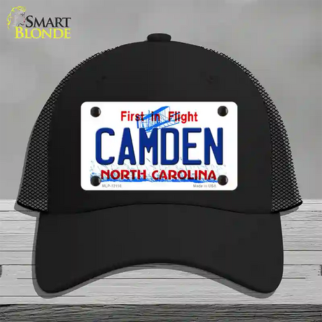 Camden North Carolina State Novelty License Plate Hat Mesh / Black