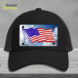 American Flag Cloud Novelty License Plate Hat Mesh / Black