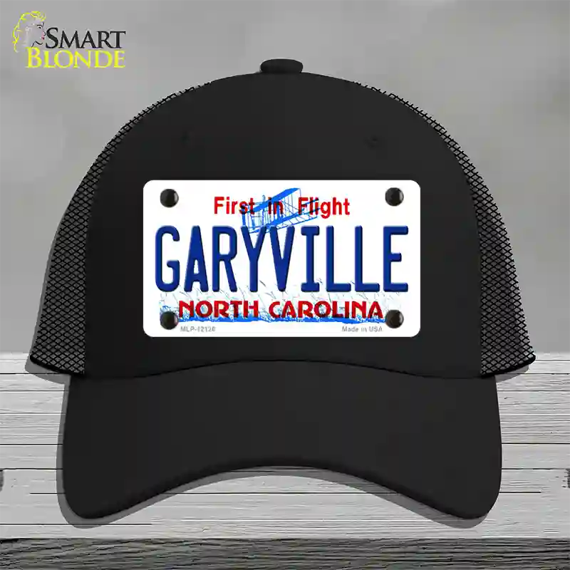 Garyville North Carolina State Novelty License Plate Hat Mesh / Black