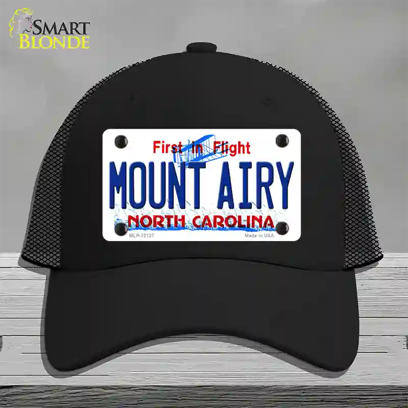 Mount Airy North Carolina State Novelty License Plate Hat Mesh / Black