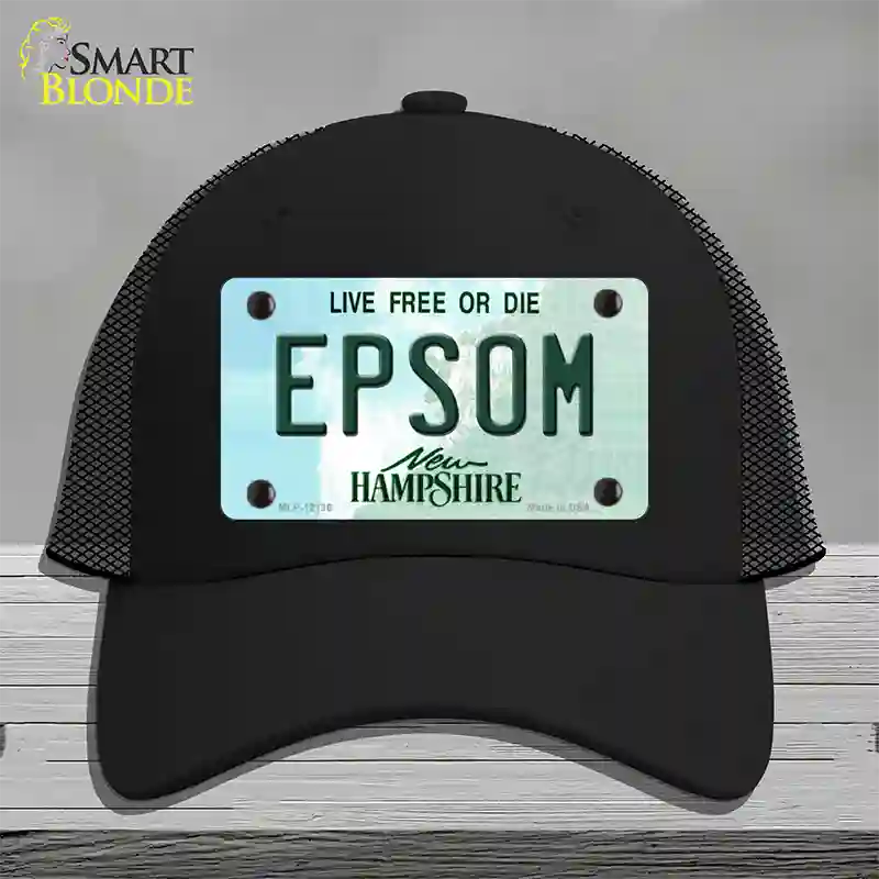 Epsom New Hampshire Novelty License Plate Hat Mesh / Black