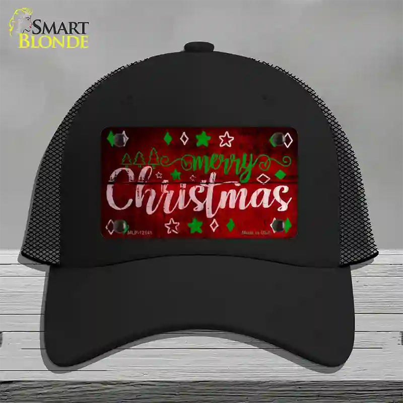 Merry Christmas Red Novelty License Plate Hat Mesh / Black