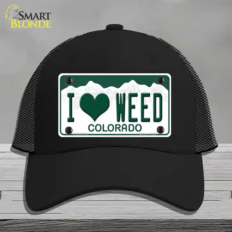 I Love Weed Colorado Novelty License Plate Hat Mesh / Black