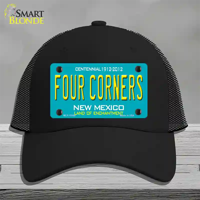 Four Corners Teal New Mexico Novelty License Plate Hat Mesh / Black