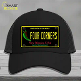 Four Corners New Mexico Black Novelty License Plate Hat Mesh / Black