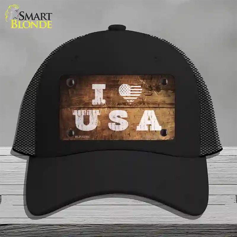 I Love USA Novelty License Plate Hat Mesh / Black