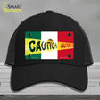 Caution Mexico Flag Novelty License Plate Hat Mesh / Black