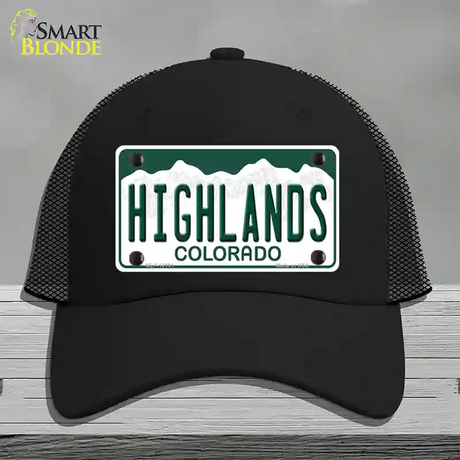 Highlands Colorado Novelty License Plate Hat Mesh / Black