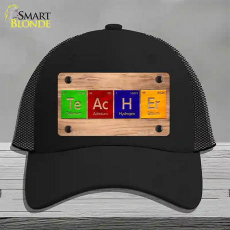 Teacher Periodic Table Wood Novelty License Plate Hat Mesh / Black