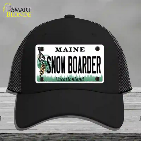 Snow Boarder Maine Novelty License Plate Hat Mesh / Black