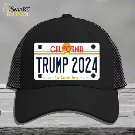 Trump 2024 California Novelty License Plate Hat Mesh / Black