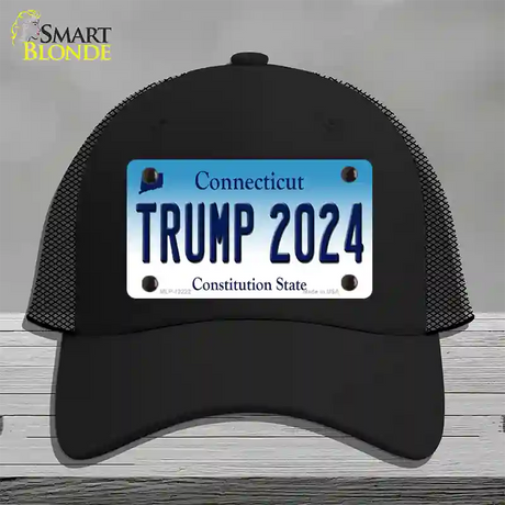 Trump 2024 Connecticut Novelty License Plate Hat Mesh / Black