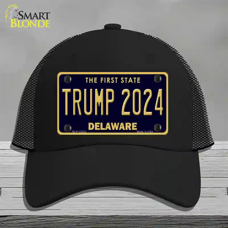 Trump 2024 Delaware Novelty License Plate Hat Mesh / Black