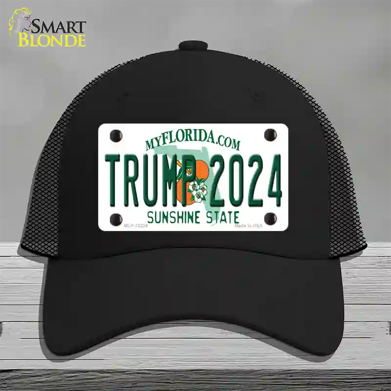 Trump 2024 Florida Novelty License Plate Hat Mesh / Black