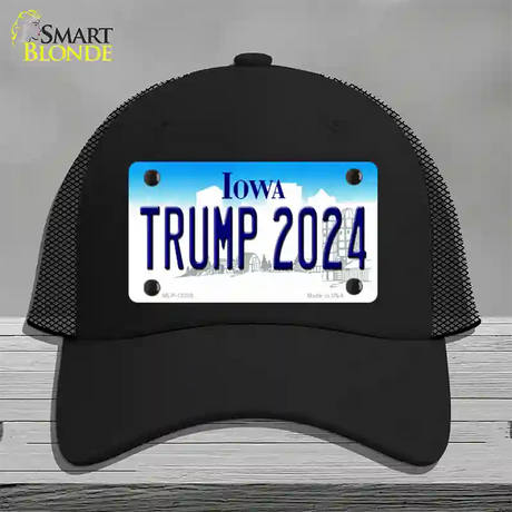 Trump 2024 Iowa Novelty License Plate Hat Mesh / Black