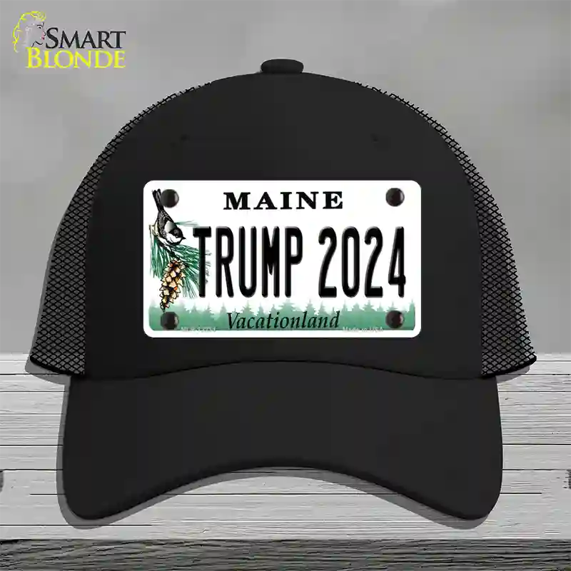 Trump 2024 Maine Novelty License Plate Hat Mesh / Black