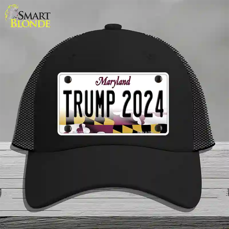 Trump 2024 Maryland Novelty License Plate Hat Mesh / Black