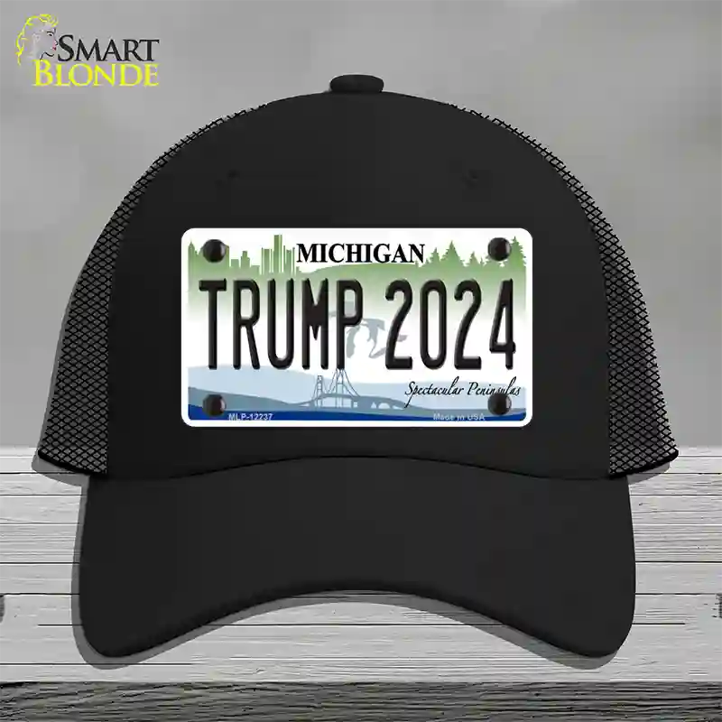 Trump 2024 Michigan Novelty License Plate Hat Mesh / Black