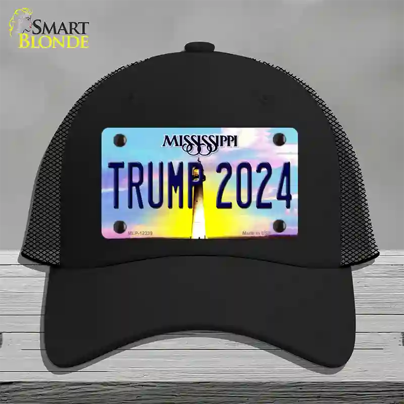 Trump 2024 Mississippi Novelty License Plate Hat Mesh / Black