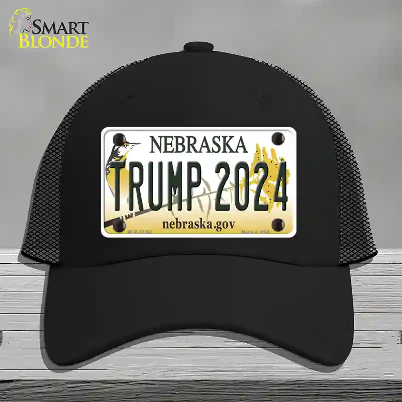 Trump 2024 Nebraska Novelty License Plate Hat Mesh / Black