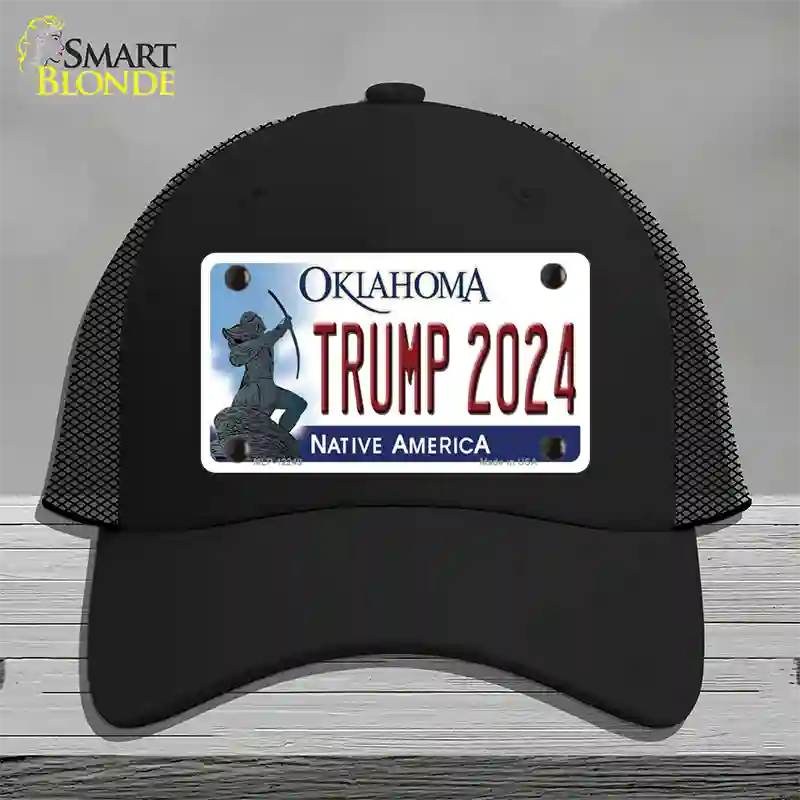 Trump 2024 Oklahoma Novelty License Plate Hat Mesh / Black