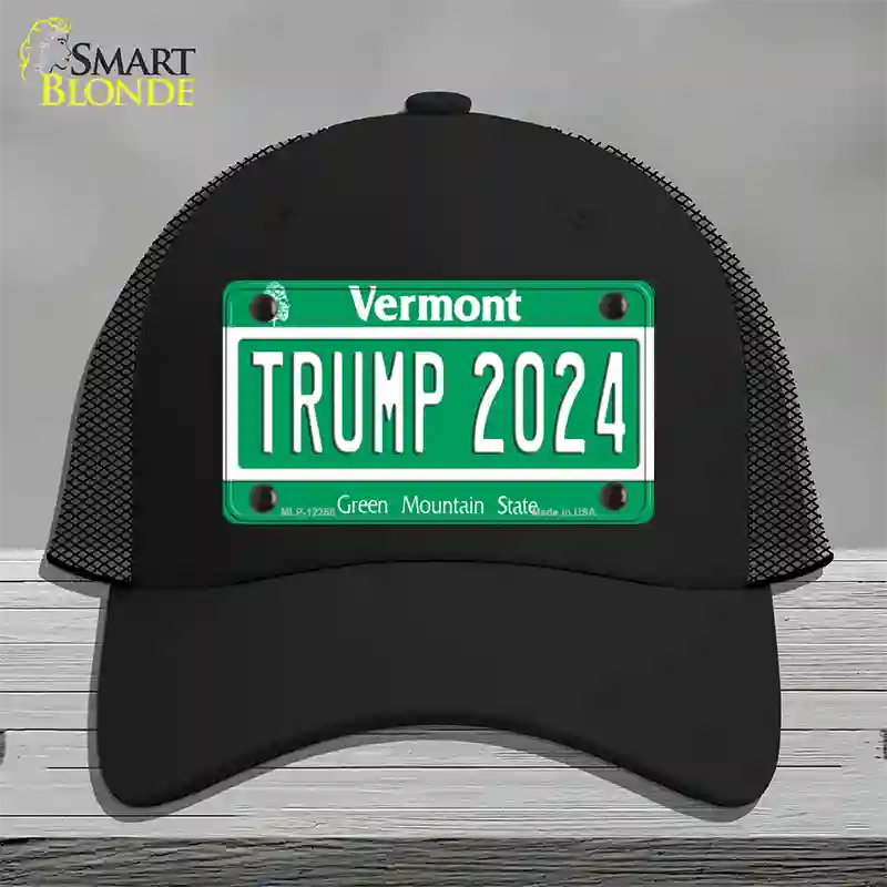 Trump 2024 Vermont Novelty License Plate Hat Mesh / Black