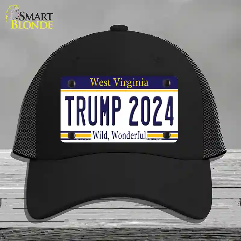 Trump 2024 West Virginia Novelty License Plate Hat Mesh / Black