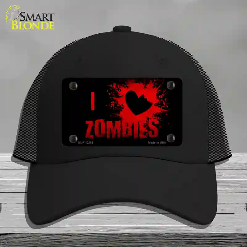 I Love Zombies Novelty License Plate Hat Mesh / Black