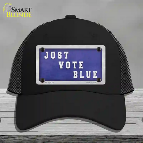 Just Vote Blue Novelty License Plate Hat Mesh / Black