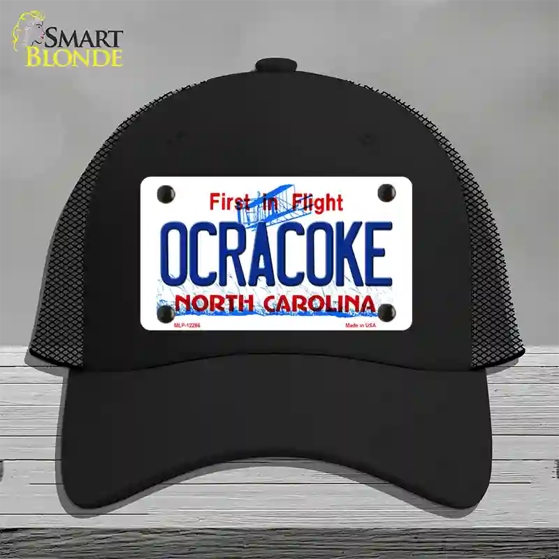 Ocracoke North Carolina Novelty License Plate Hat Mesh / Black