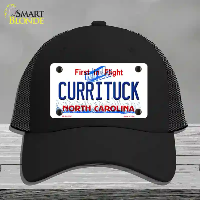 Currituck North Carolina Novelty License Plate Hat Mesh / Black