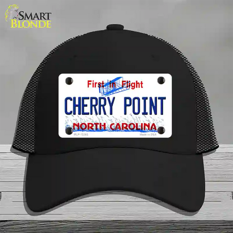 North Carolina Cherry Point Novelty License Plate Hat Mesh / Black