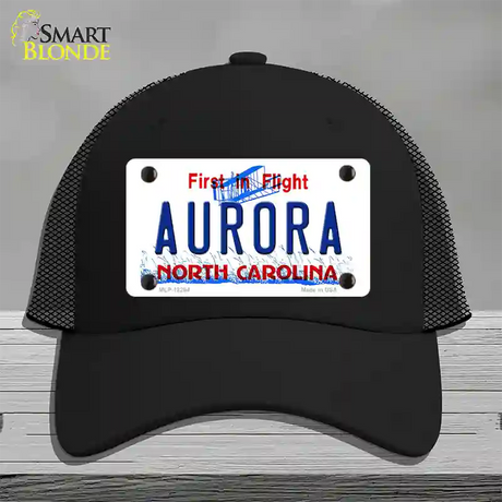 North Carolina Aurora Novelty License Plate Hat Mesh / Black