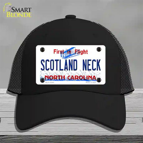 North Carolina Scotland Neck Novelty License Plate Hat Mesh / Black