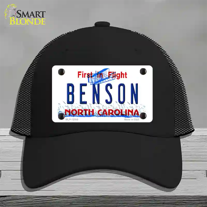 North Carolina Benson Novelty License Plate Hat Mesh / Black