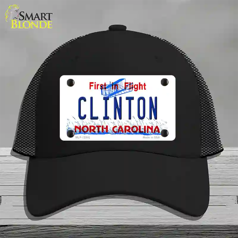 North Carolina Clinton Novelty License Plate Hat Mesh / Black