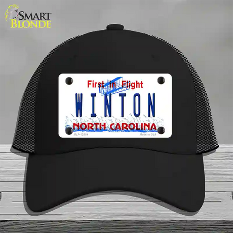 North Carolina Winton Novelty License Plate Hat Mesh / Black