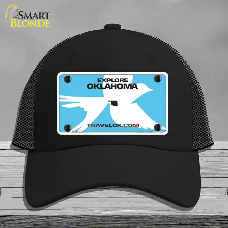 Oklahoma Travel Blank Novelty License Plate Hat Mesh / Black