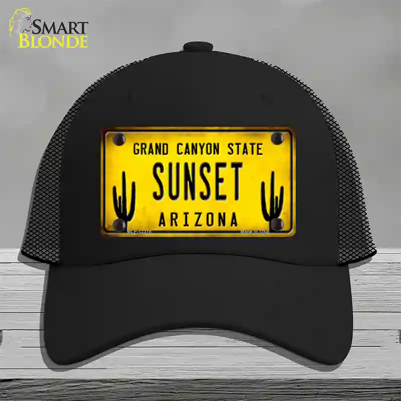 Arizona Sunset Novelty License Plate Hat Mesh / Black