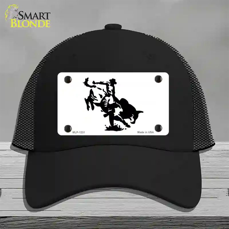 Bull Rider Novelty License Plate Hat Mesh / Black