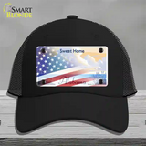 Alabama with American Flag Novelty License Plate Hat Black Mesh