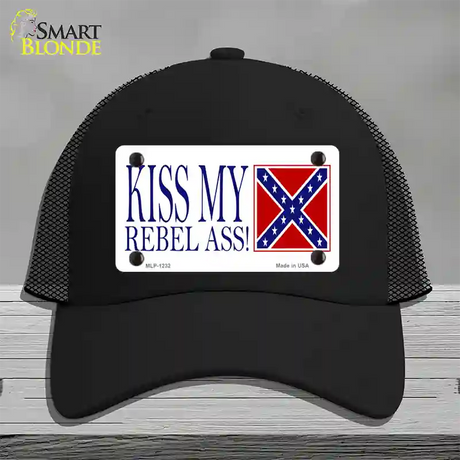 Kiss My Rebel Ass Novelty License Plate Hat Mesh / Black